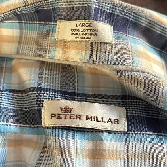 Peter Millar Cotton Men’s Plaid Button Down Shirt - Picture 4 of 4